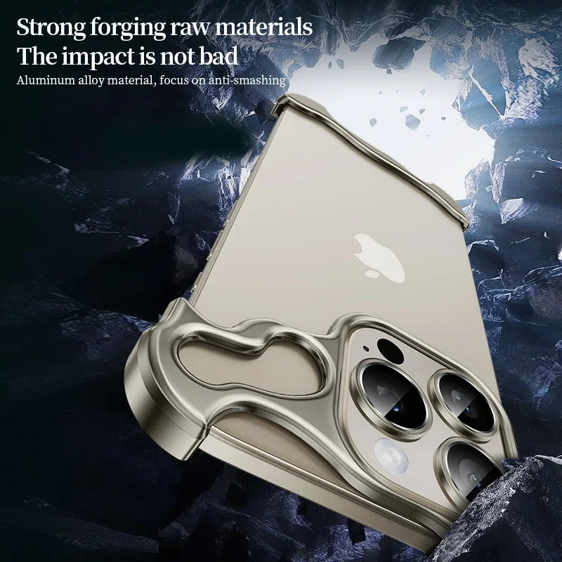 Capa de telefone sem aro de metal para iphone 13 14 15 pro max plus alumínio alienígena liga titânio capa para iphone 13 14 15 promax