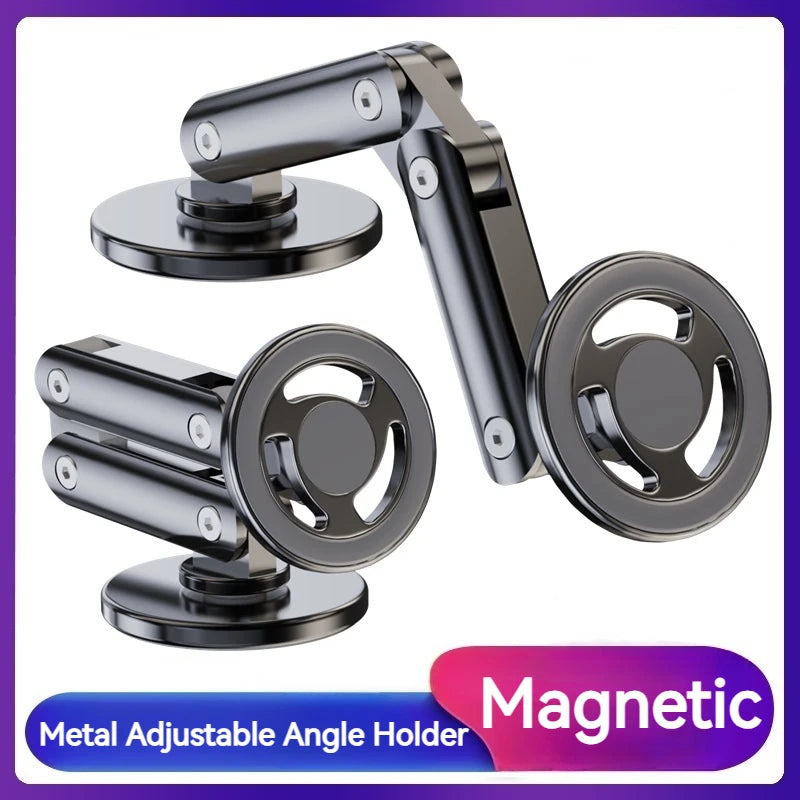 Magnetic Metal Car Phone Holder 360 Rotation Adjustable In Car Phone Bracket for Iphone 15 14 13 12 11 Pro Max Samsung Xiaomi