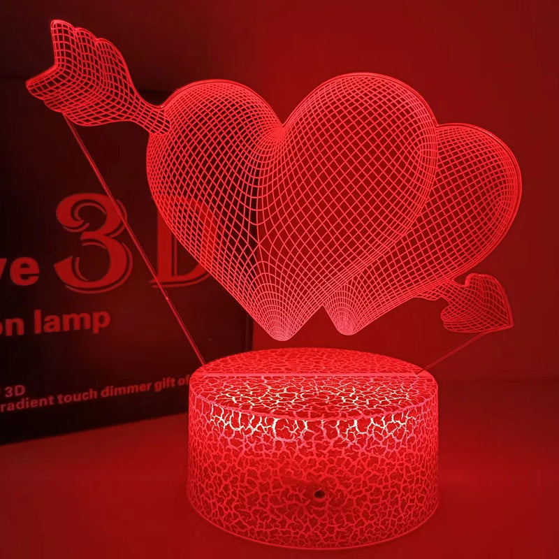 Usb alimentado led 3d lâmpada ilusão luz noturna eu te amo gadget coração 16 cores mudando quarto lâmpadas de mesa para decoração casa