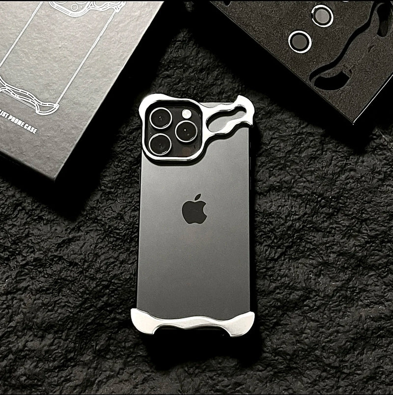 Capa de telefone sem aro de metal para iphone 13 14 15 pro max plus alumínio alienígena liga titânio capa para iphone 13 14 15 promax