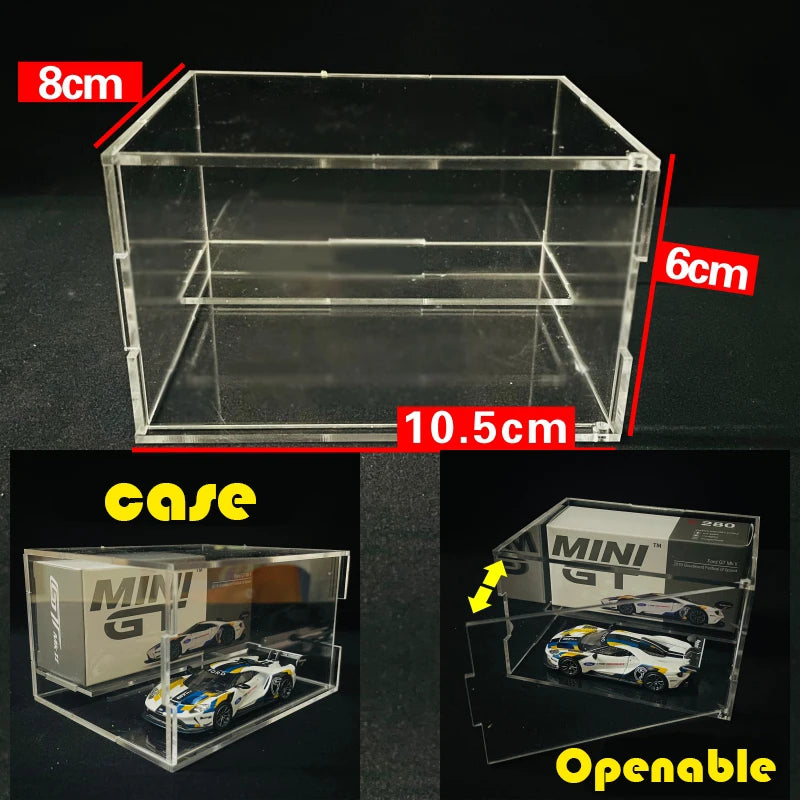 1/64 modelo de carros acrílico vitrine apto para mini tamanho minigt tomica hotwheels montado caixa à prova de poeira gabinete brinquedos veículos
