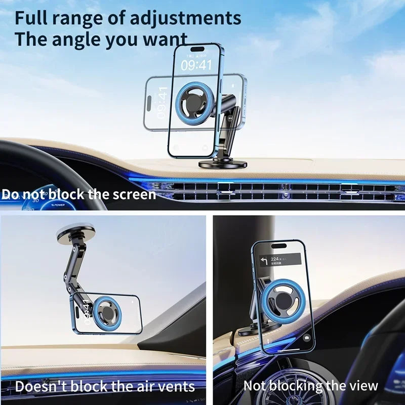 Magnetic Metal Car Phone Holder 360 Rotation Adjustable In Car Phone Bracket for Iphone 15 14 13 12 11 Pro Max Samsung Xiaomi