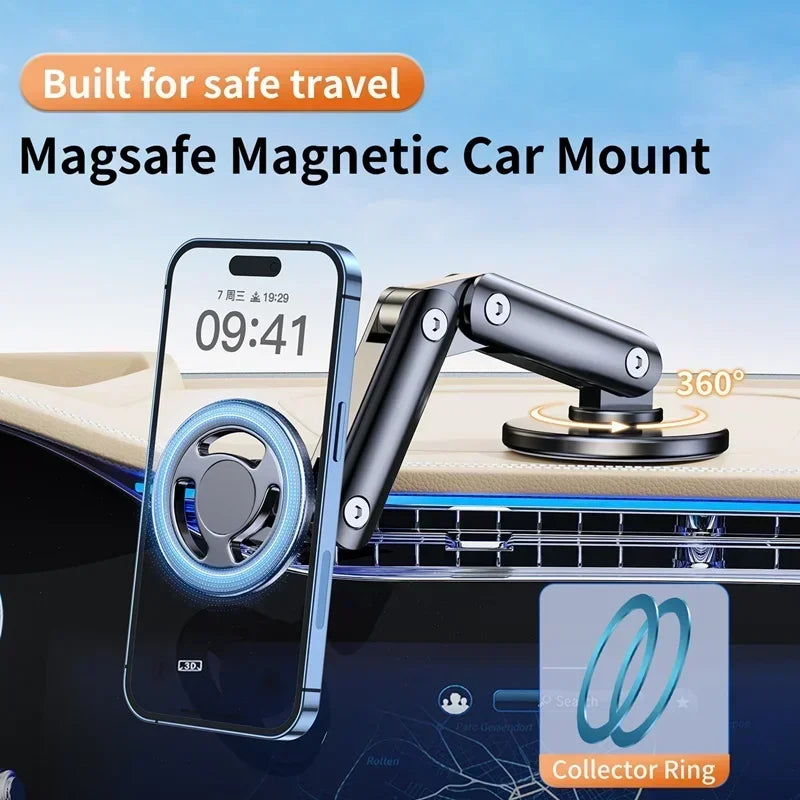 Magnetic Metal Car Phone Holder 360 Rotation Adjustable In Car Phone Bracket for Iphone 15 14 13 12 11 Pro Max Samsung Xiaomi